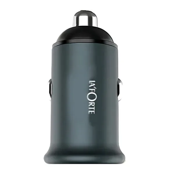 LA'FORTE Dual Port Car Charger with USB-C Cable