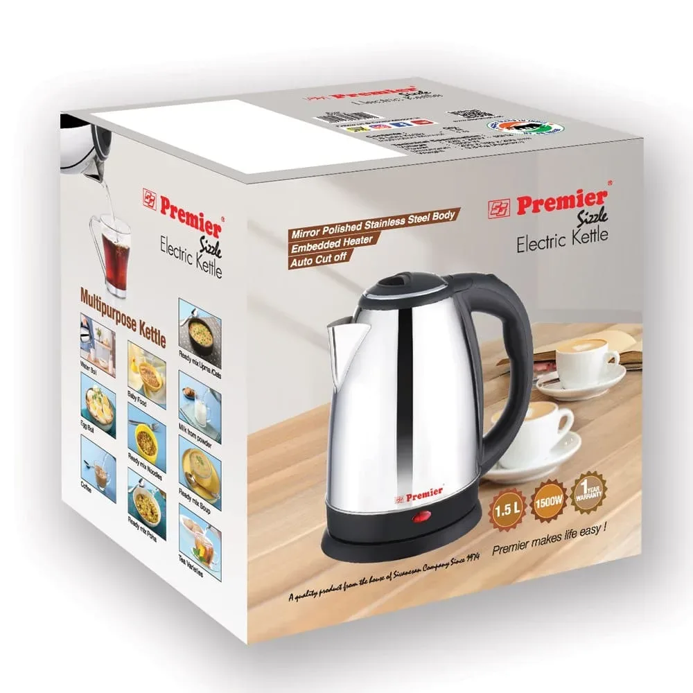 Premier Stainless Steel Electric Kettle - 1.5 Ltr